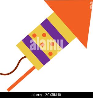 rocket firework icon over white background, flat style, vector illustration Stock Vector