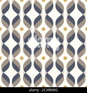 Ogee seamless vector curved pattern, abstract geometric background. Perfect for vintage wallpapers, fashion fabric print. Mid century modern wallpaper Stock Vector