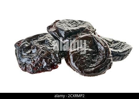 prunes with clipping path on a white isolated background Stock Photo