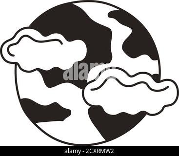 full moon and clouds line style icon vector illustration design Stock Vector