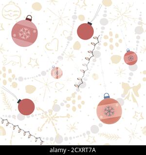 Seamless Winter Pattern with Christmas Ornaments. vector Illustration. Stock Vector