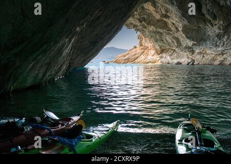 'Papanicolis' cave,  used as a hideaway by the greek submarine 'Papanicolis' during the Second World War. Megani, Greece Stock Photo