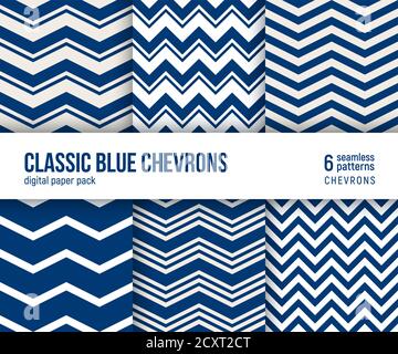 Digital paper pack, set of 6 abstract seamless patterns. Abstract geometric backgrounds. Vector illustration. Traditional minimal chevron pattern, cla Stock Vector