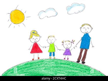 Happy Family House Kids Drawing Kindergarten Stock Vector (Royalty Free)  1866628252 | Shutterstock