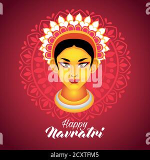 happy navratri celebration with goddess amba vector illustration design Stock Vector