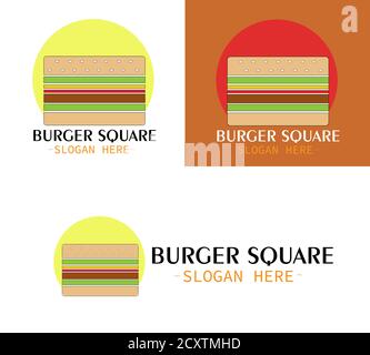 Illustration vector design of Burger Square logo Stock Vector