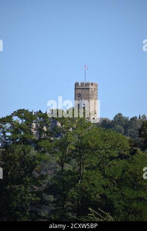 view to Burg Lahneck Stock Photo