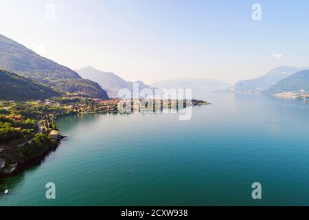 Lake Como (IT) - Aerial View of Dervio from Corenno Plinio Stock Photo