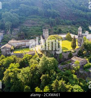 Corenno Plinio - Lake Como (IT) - Aerial view of the castle Stock Photo