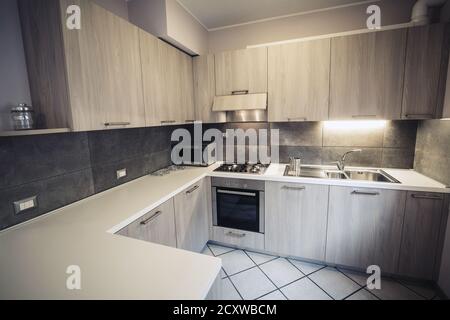 modern corner kitchen furniture composition Stock Photo