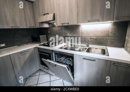 modern corner kitchen furniture composition Stock Photo