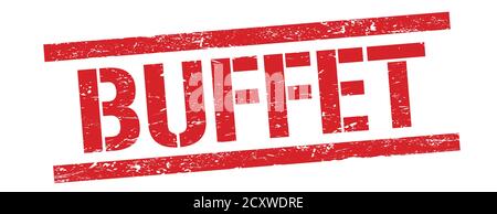 BUFFET text on red grungy rectangle stamp sign. Stock Photo