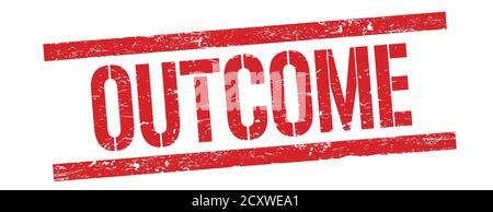 OUTCOME text on red grungy rectangle stamp sign. Stock Photo