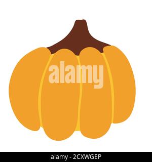 Hand drawn cartoon orange pumpkin. Cute vector Stock Vector