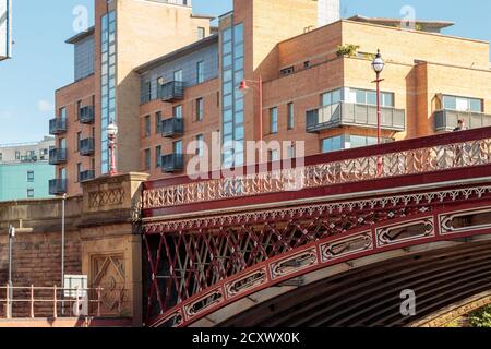 View of Crown Point Bridge over the River Aire, Leeds Stock Photo
