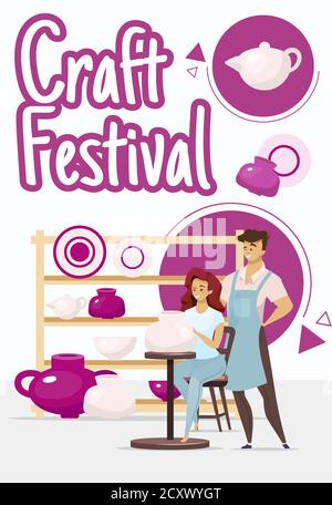 Craft festival poster vector template Stock Vector