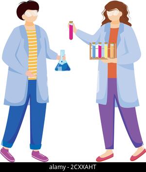 Scientists in lab coats flat vector illustration Stock Vector Image ...