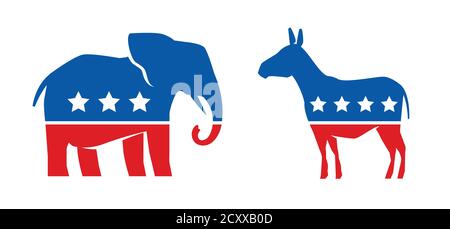 Democratic and Republican political symbols. Election, voting vector illustration Stock Vector