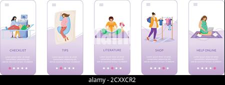 Happy pregnancy onboarding mobile app screen vector template Stock Vector