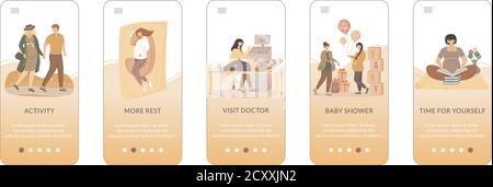 Tips for happy pregnancy onboarding mobile app screen vector template Stock Vector