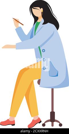 Scientist in blue lab coat flat vector illustration Stock Vector Image ...