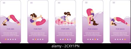 Yoga exercises onboarding mobile app screen vector template Stock Vector