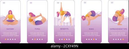 Yoga benefits onboarding mobile app screen vector template Stock Vector