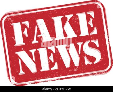 red grungy FAKE NEWS label or stamp isolated on white background vector illustration Stock Vector