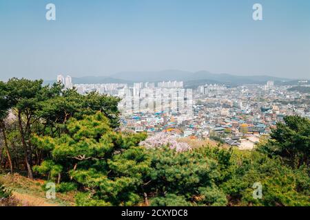 Panoramic view of Suwon city from Paldalsan Mountain in Suwon, Korea Stock Photo