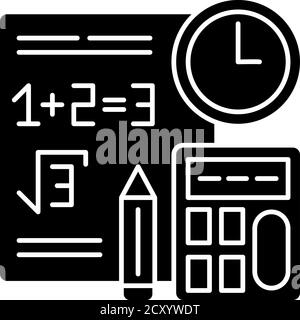 Computational exam black glyph icon Stock Vector