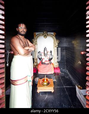 Portrait of Priest. Balaji Temple, Andhra Pradesh, India. Architect: Sameep Padora and associates , 2020. Stock Photo