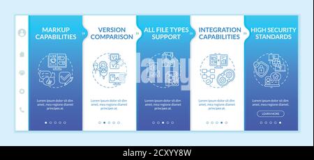Online reviewing software features onboarding vector template Stock Vector
