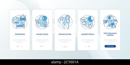 Head trauma blue onboarding mobile app page screen with concepts Stock Vector