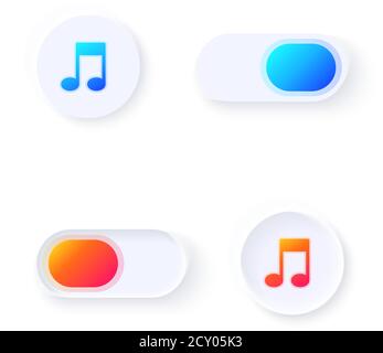 Music switch UI elements kit Stock Vector