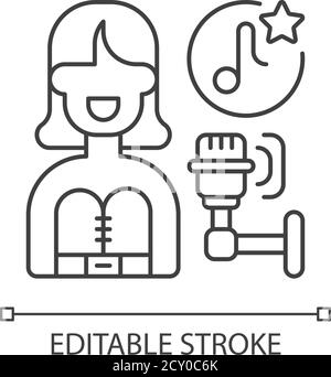 Pop music pixel perfect linear icon Stock Vector