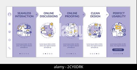 Teleworking app features onboarding vector template Stock Vector