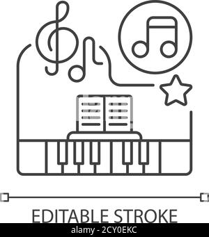 Classical music pixel perfect linear icon Stock Vector