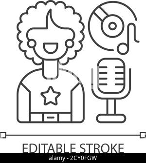 Soul music pixel perfect linear icon Stock Vector