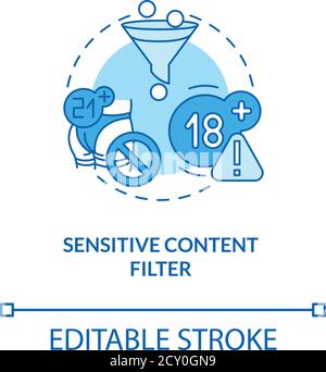 Sensitive content filter concept icon Stock Vector
