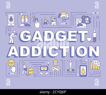 Gadget addiction word concepts banner Stock Vector
