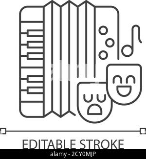 Comedy music pixel perfect linear icon Stock Vector