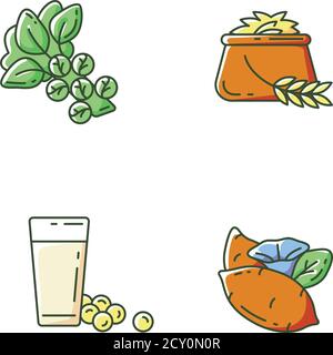 Health vegetables types RGB color icons set Stock Vector