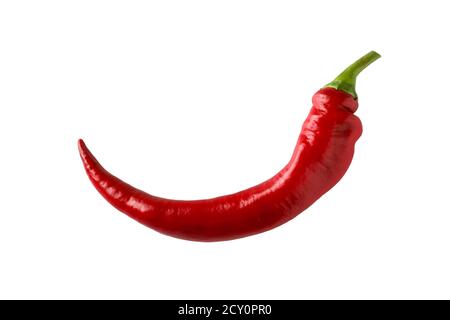 Hot red pepper close-up isolated on white Stock Photo