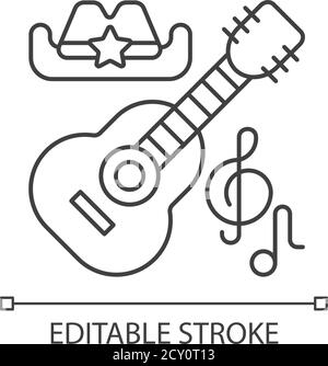 Country music pixel perfect linear icon Stock Vector
