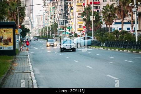 Batumi. Georgia - September 27, 2020: Car traffic in the evening Batumi. Georgia Stock Photo