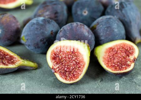 several figs on a gray background Stock Photo