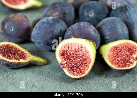 several figs on a gray background Stock Photo