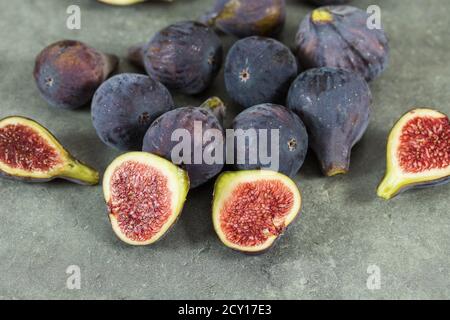 several figs on a gray background Stock Photo