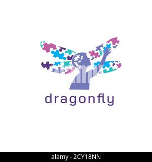 Dragonfly vector logo> Dragonfly emblem. Dragonfly illustration Stock Vector