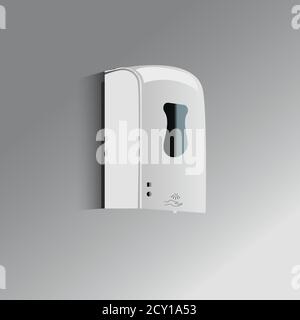 automatic sanitizer dispenser fixing on wall. vector illustration Stock Vector